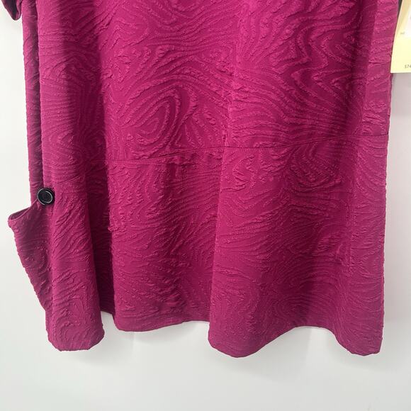 NEW Ali Miles Textured Tunic Top Pink Asymmetric Pocket Art Lagenlook Size 2X - Picture 4 of 10
